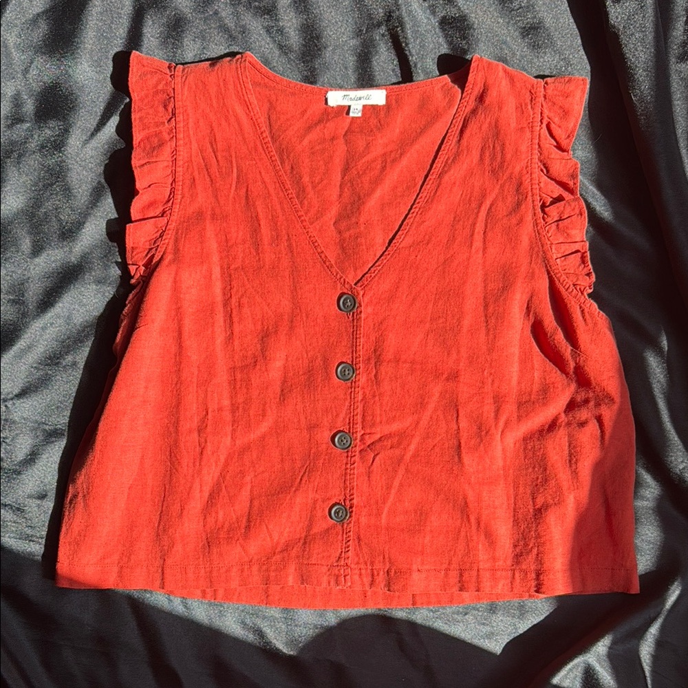 Madewell crop button top blouse